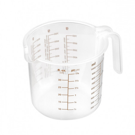 Simax Glass Measuring Cup | Durable Borosilicate Glass, Easy to Read Metric Measurements- Liter, Milliliter, Ounce, Sugar Grams, Flour Grams, Drip