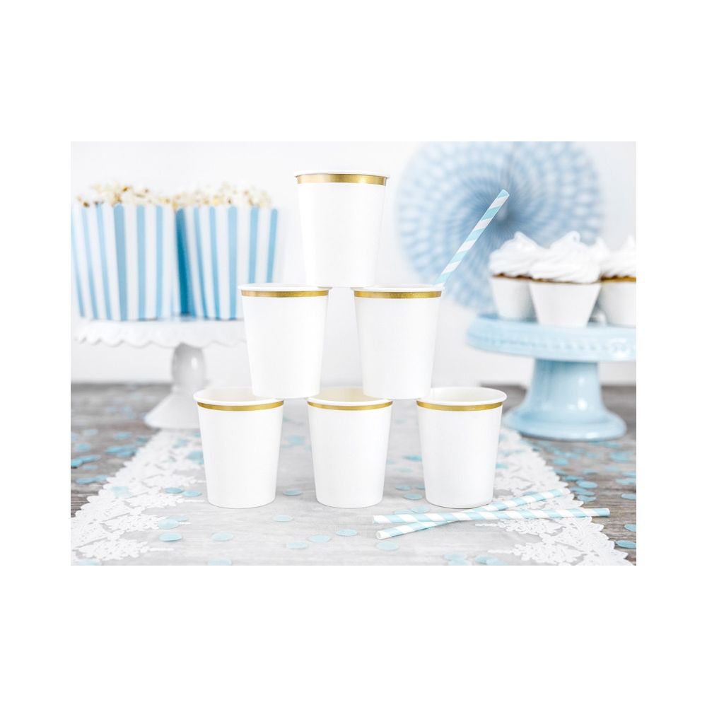 Paper cups - PartyDeco - white, 260 ml , 6 pcs.