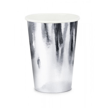 Paper cups - PartyDeco - silver, 220 ml, 6 pcs.
