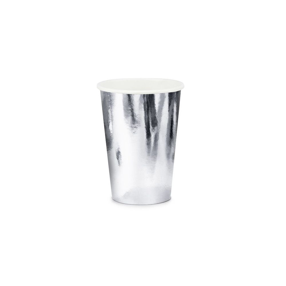Paper cups - PartyDeco - silver, 220 ml, 6 pcs.