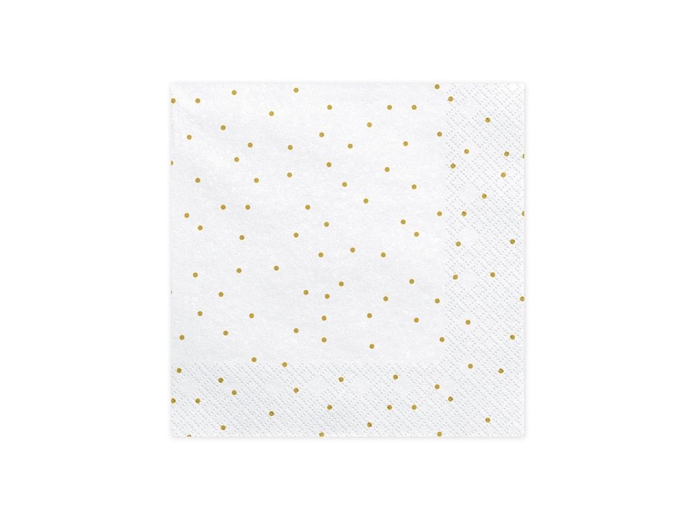 Paper napkins with dots - PartyDeco - white, 16.5 x 16.5 cm, 20 pcs.