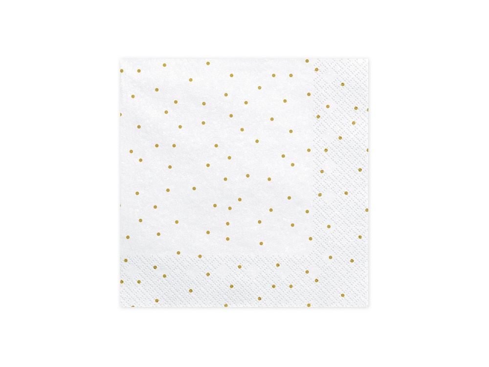 Serwetki papierowe w kropki - PartyDeco - białe, 16,5 x 16,5 cm, 20 szt.