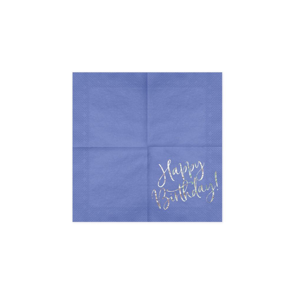Serwetki papierowe Happy Birthday - PartyDeco - granatowe, 16,5 cm, 20 szt.