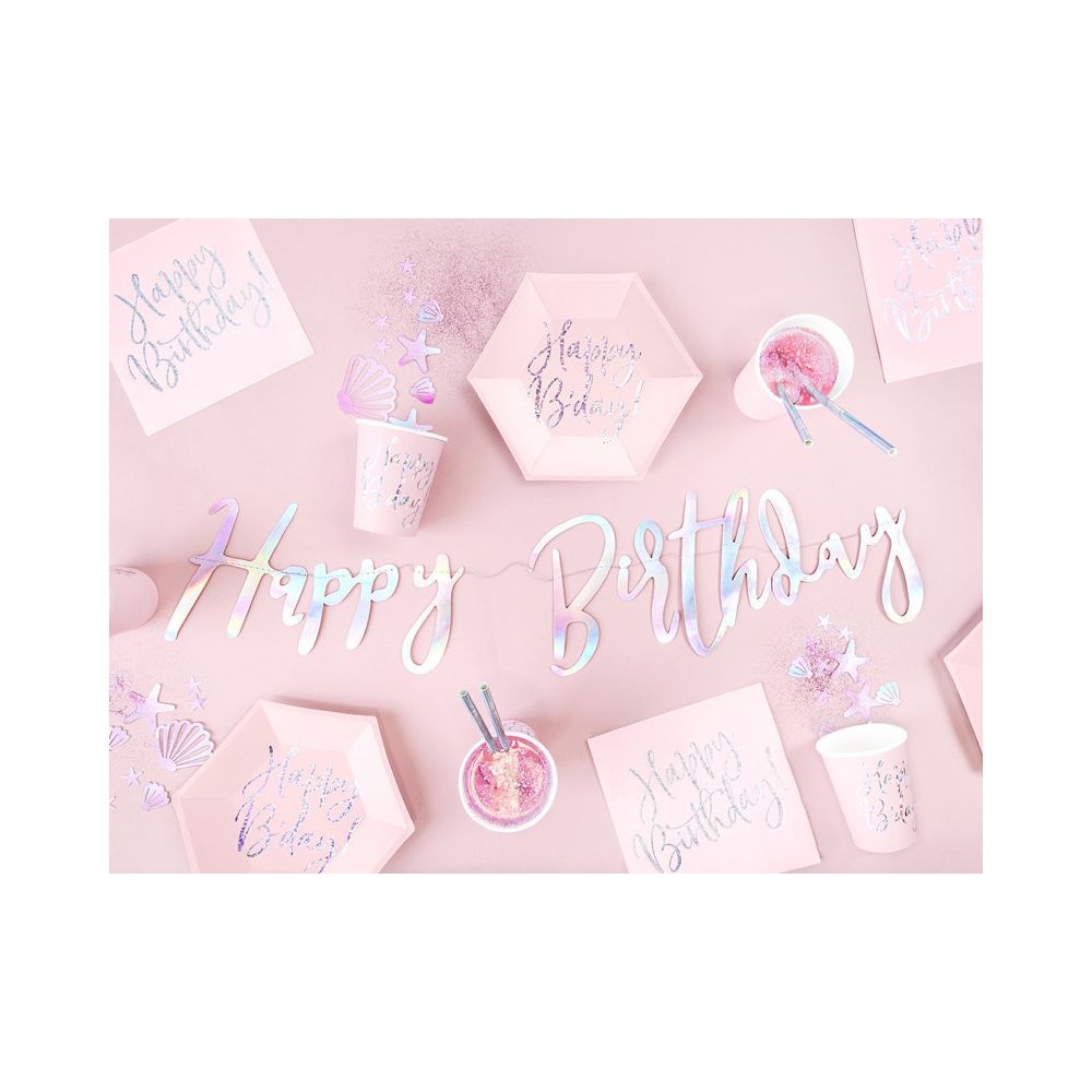 Serwetki papierowe Happy Birthday - PartyDeco - różowe, 16,5 cm, 20 szt.