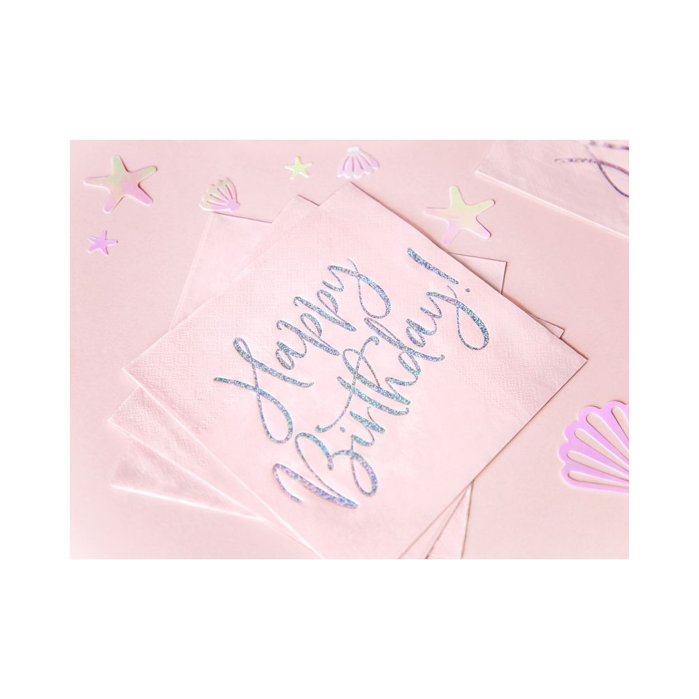 Paper napkins Happy Birthday - PartyDeco - pink, 16.5 cm, 20 pcs.
