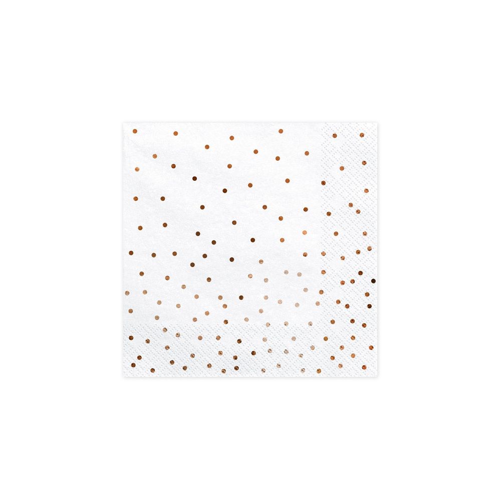 Serwetki papierowe w kropki - PartyDeco - białe, 16,5 x 16,5 cm, 20 szt.