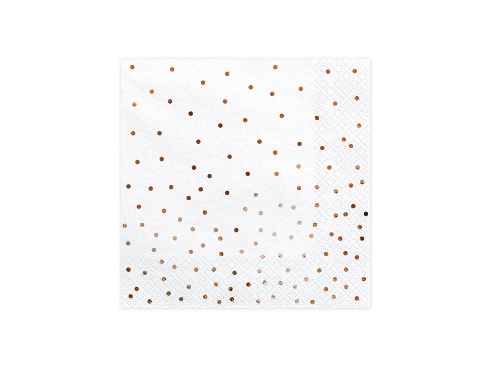 Paper napkins with dots - PartyDeco - white, 16.5 x 16.5 cm, 20 pcs.