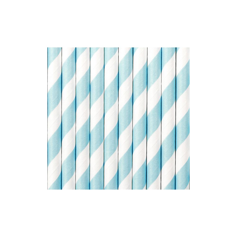 Słomki papierowe - PartyDeco - jasnoniebieskie, 19,5 cm, 10 szt.