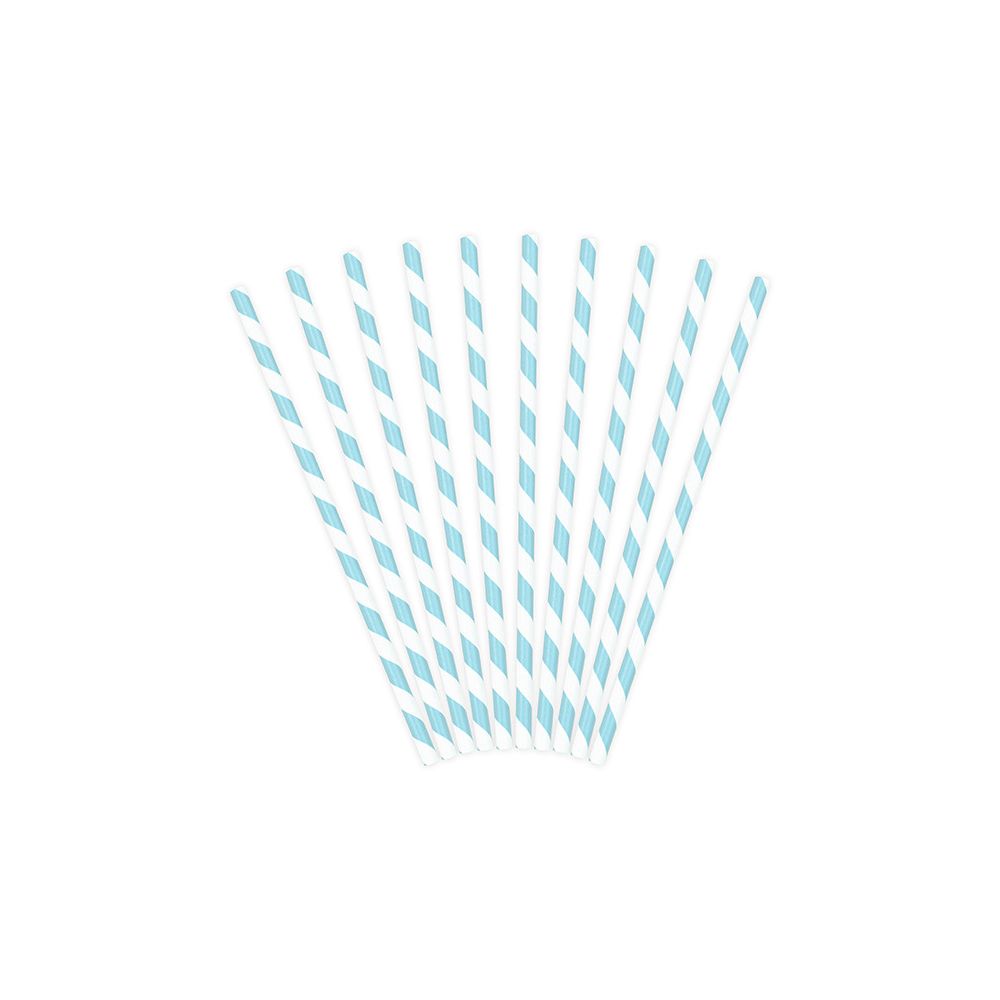 Paper straws - PartyDeco - blue, 19.5 cm, 10 pcs.
