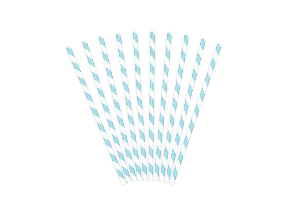 Paper straws - PartyDeco - blue, 19.5 cm, 10 pcs.