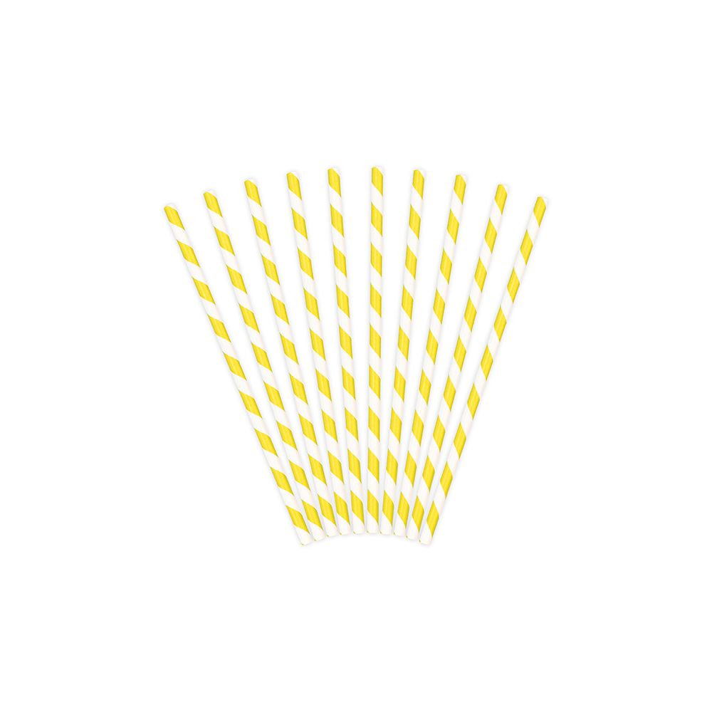 Słomki papierowe - PartyDeco - żółte, 19,5 cm, 10 szt.