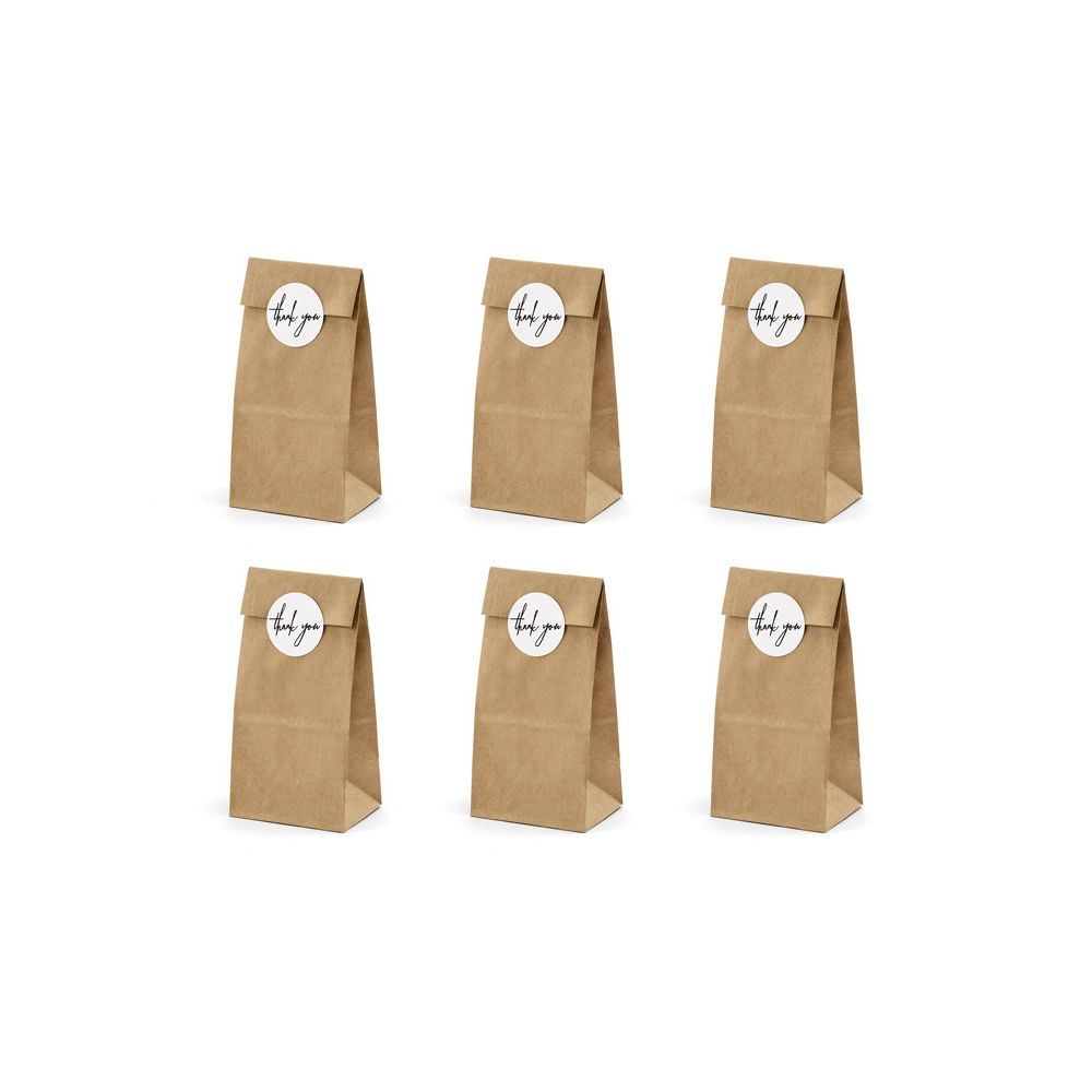 Decorative bags for sweets - PartyDeco - thank you, 6 pcs.