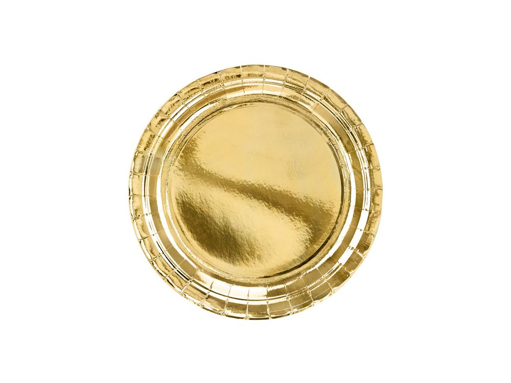Paper plates - PartyDeco - gold, metallized, 23 cm, 6 pcs.