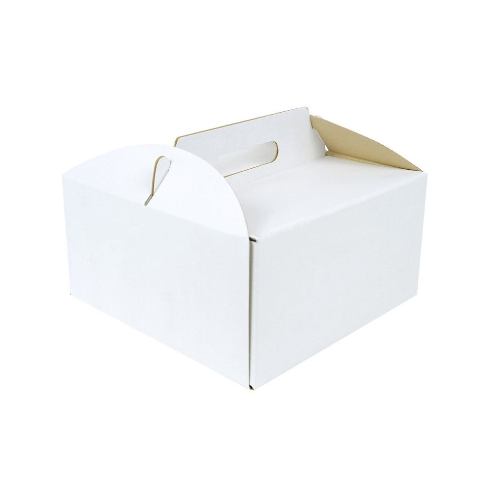 Pudełko na tort z rączką - białe, 35 x 35 x 15 cm
