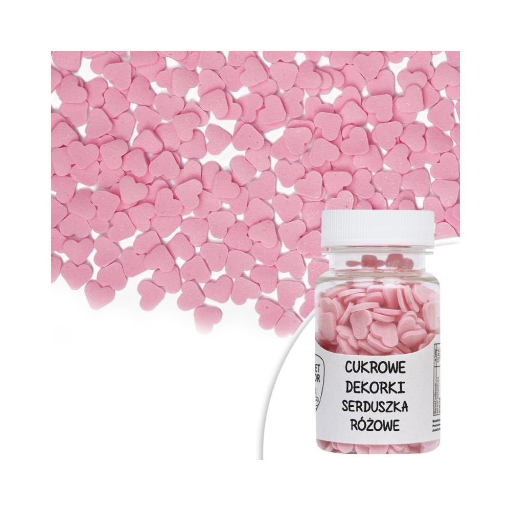 Sugar sprinkles - hearts, pink, 30 g