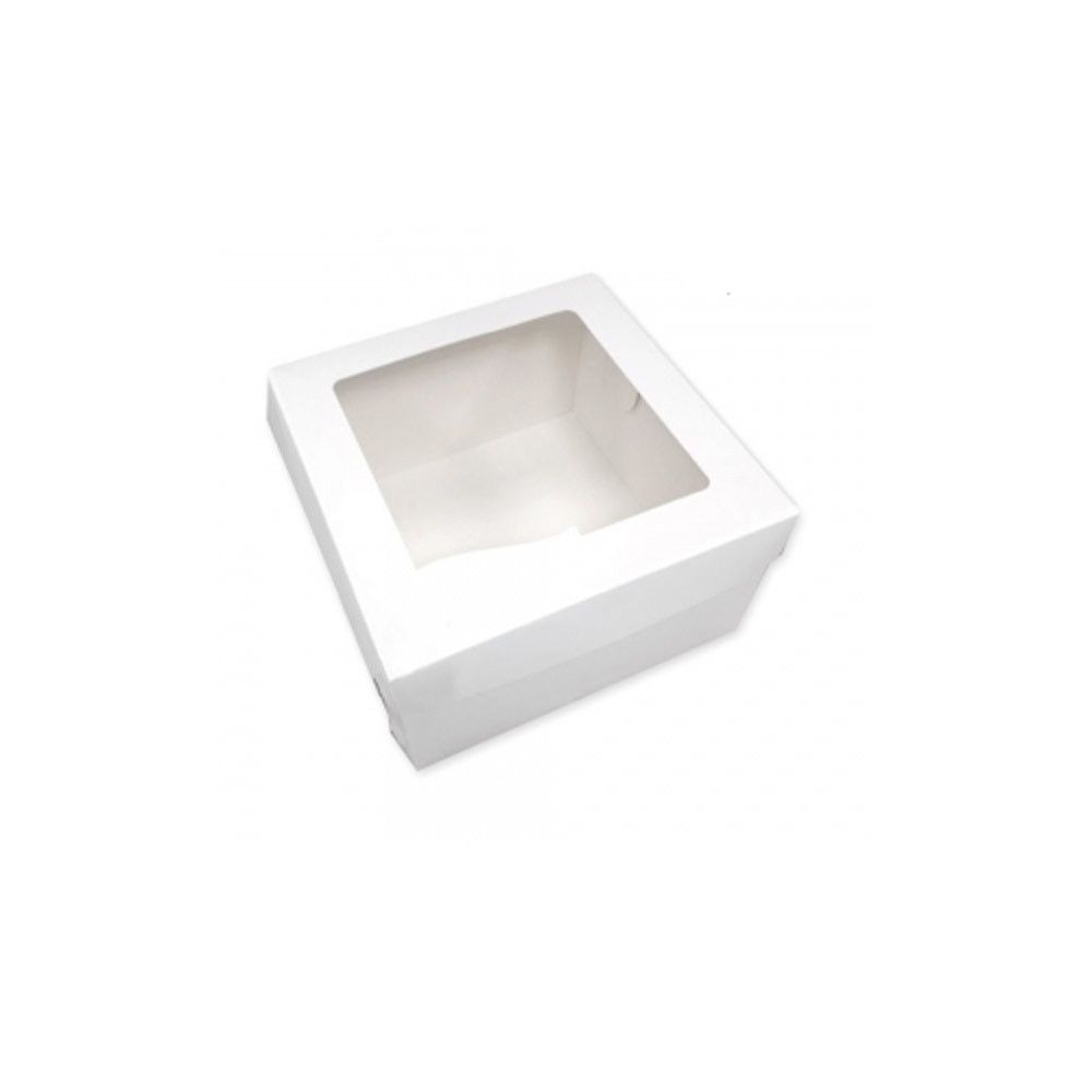 Cake box with a window - white, 31 x 31 x 19 cm