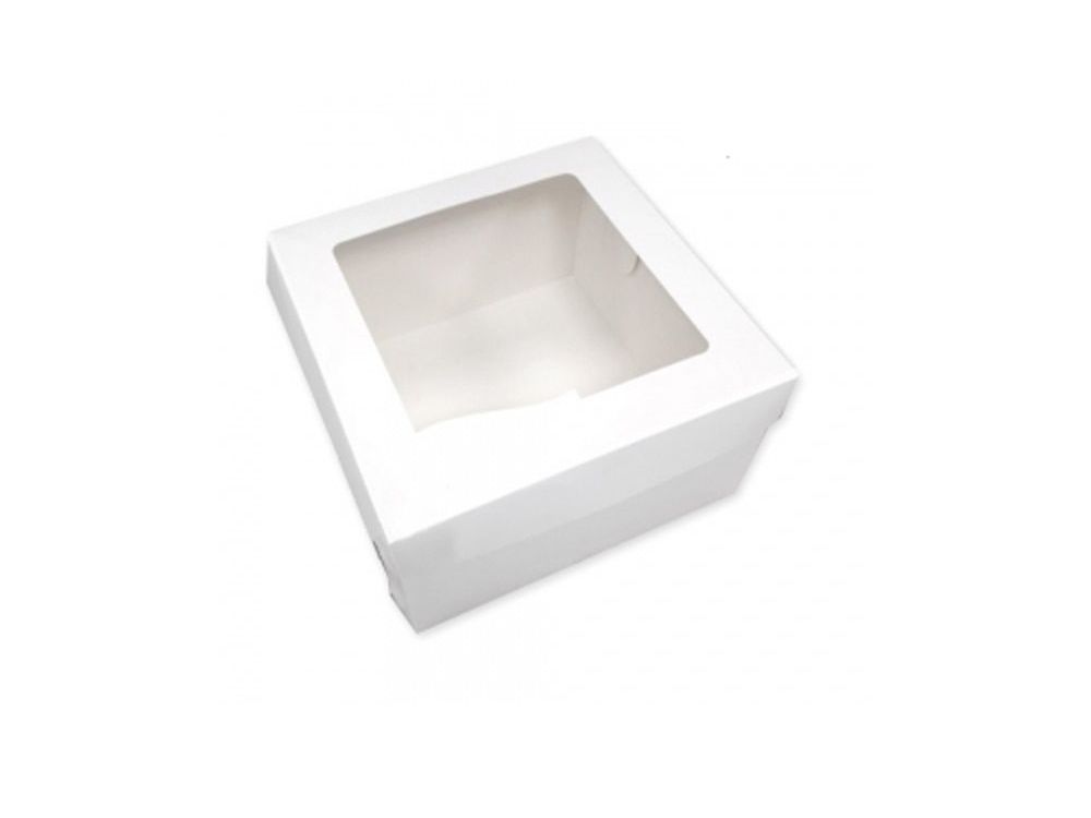 Cake box with a window - white, 35 x 35 x 19 cm