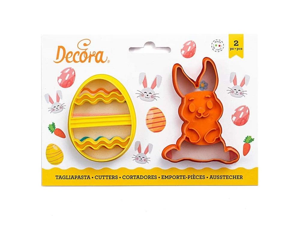 Foremki, wykrawaczki do ciastek - Decora - pisanka i zajączek, 2 szt.