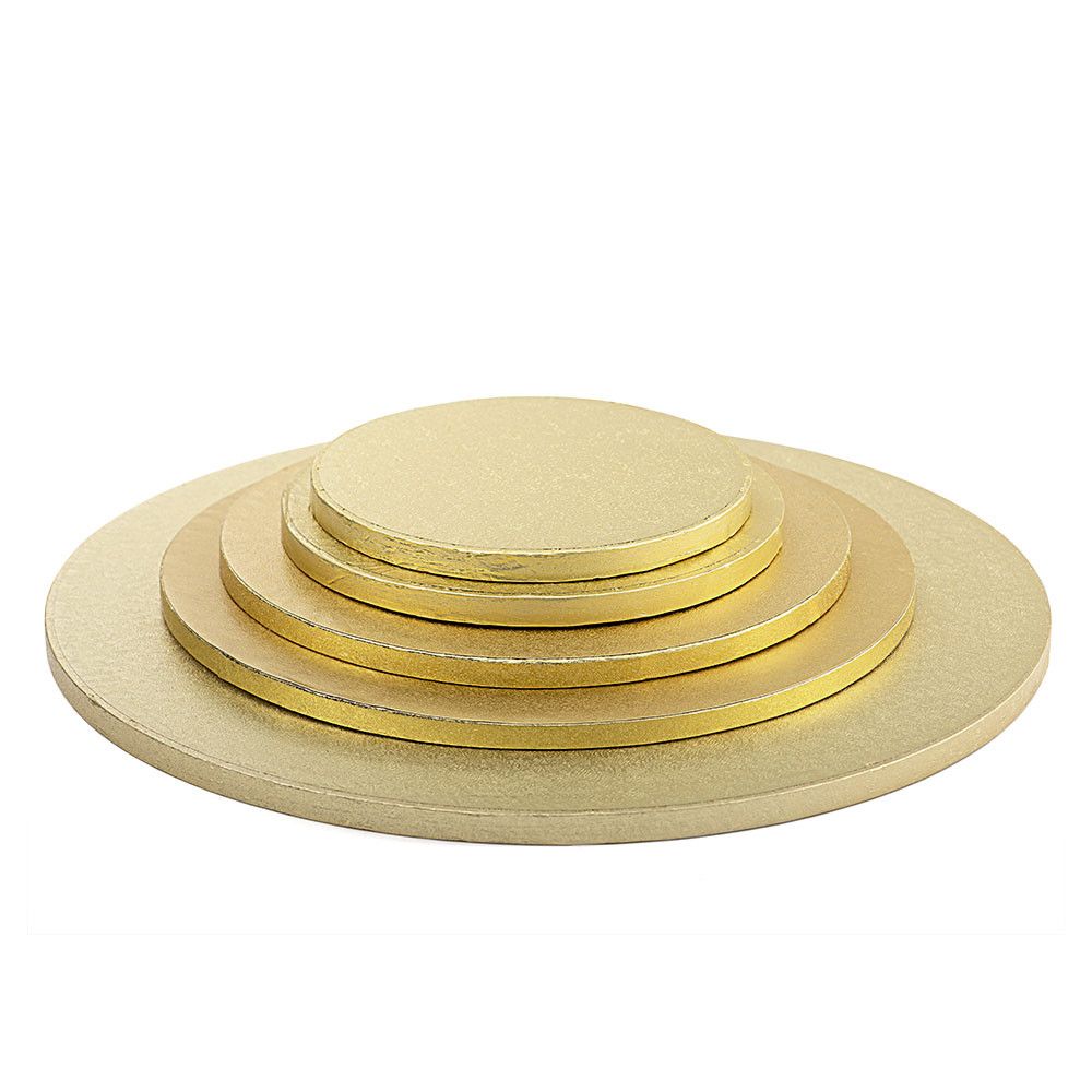 Podkład pod tort okrągły - Decora - gruby, złoty, 20 cm