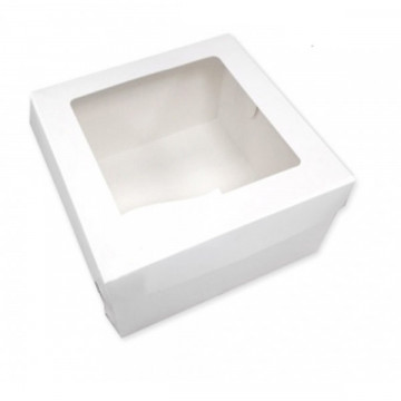 Cake box with a window - white, 25 x 25 x 19 cm