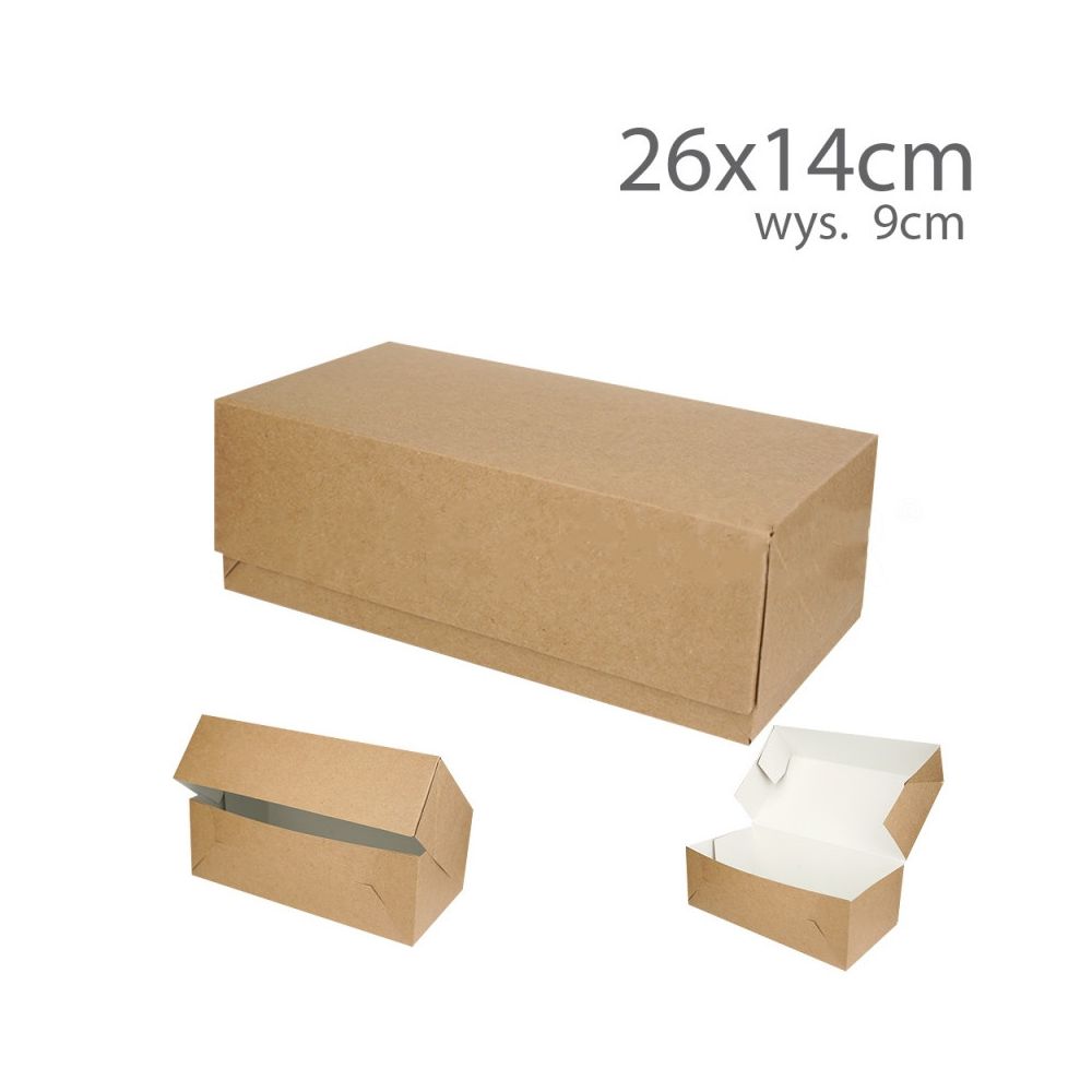 Cake box - kraft, 26 x 14 x 9 cm