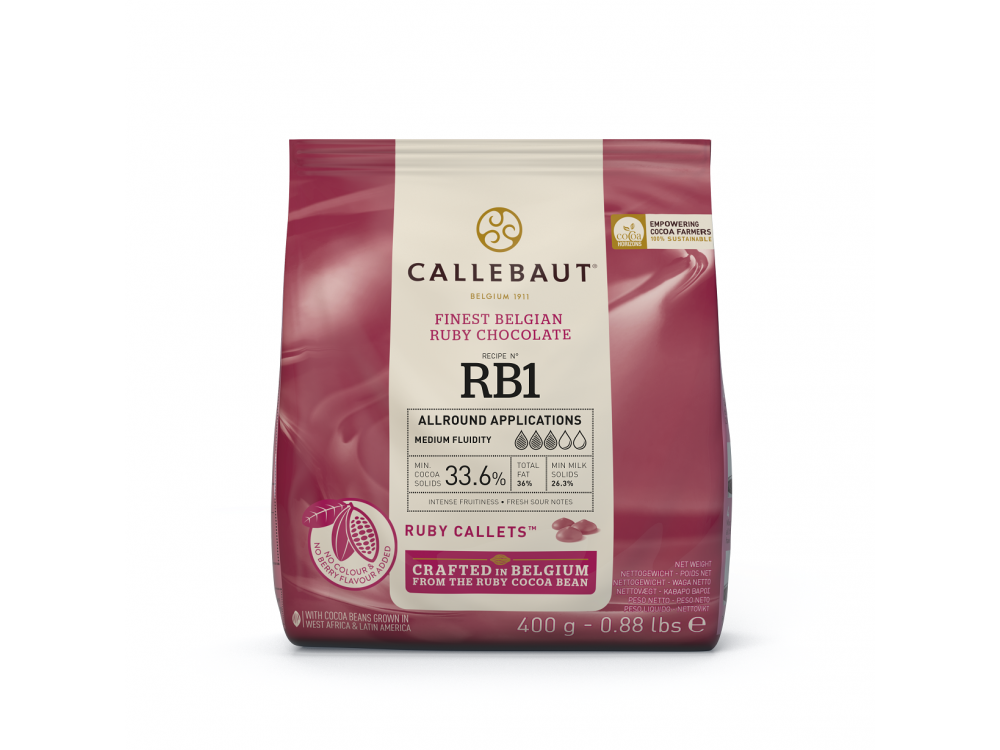 Czekolada belgijska w pastylkach - Callebaut - ruby, 400 g