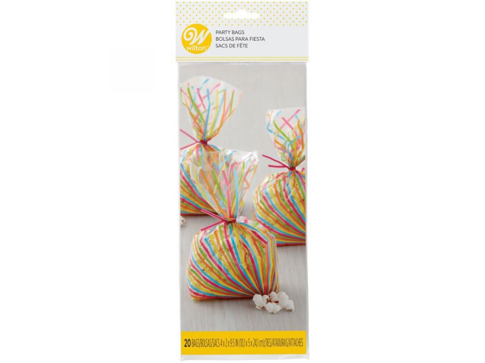 Decorative candy bags - Wilton - colorful stripes, 20 pcs.