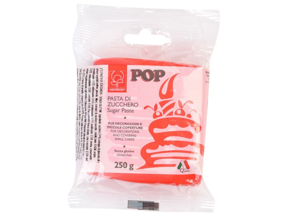 Sugar paste, fondant Pop - Modecor - red, 250 g