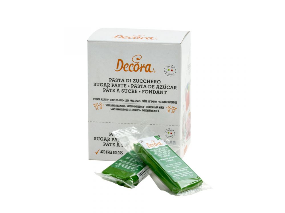 Sugar mass, fondant - Decora - green, 100 g