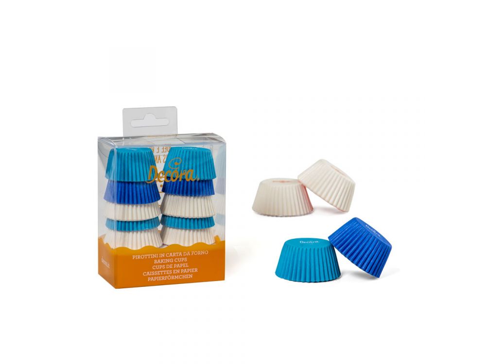 Muffin cases - Decora - white, sky blue, blue, 32 x 22 mm, 200 pcs.