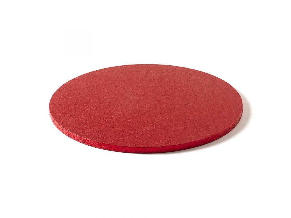 Podkład pod tort okrągły - Decora - gruby, czerwony, 25 cm