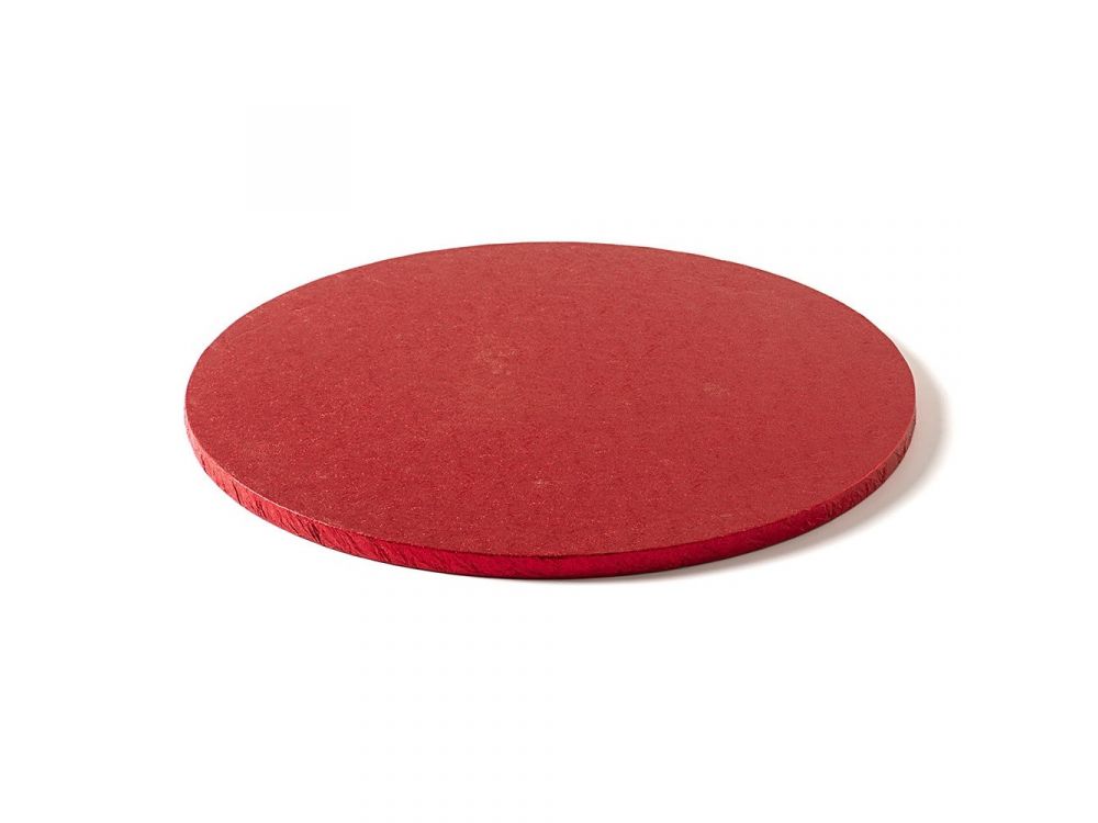 Round cake base - Decora - thick, red, 25 cm