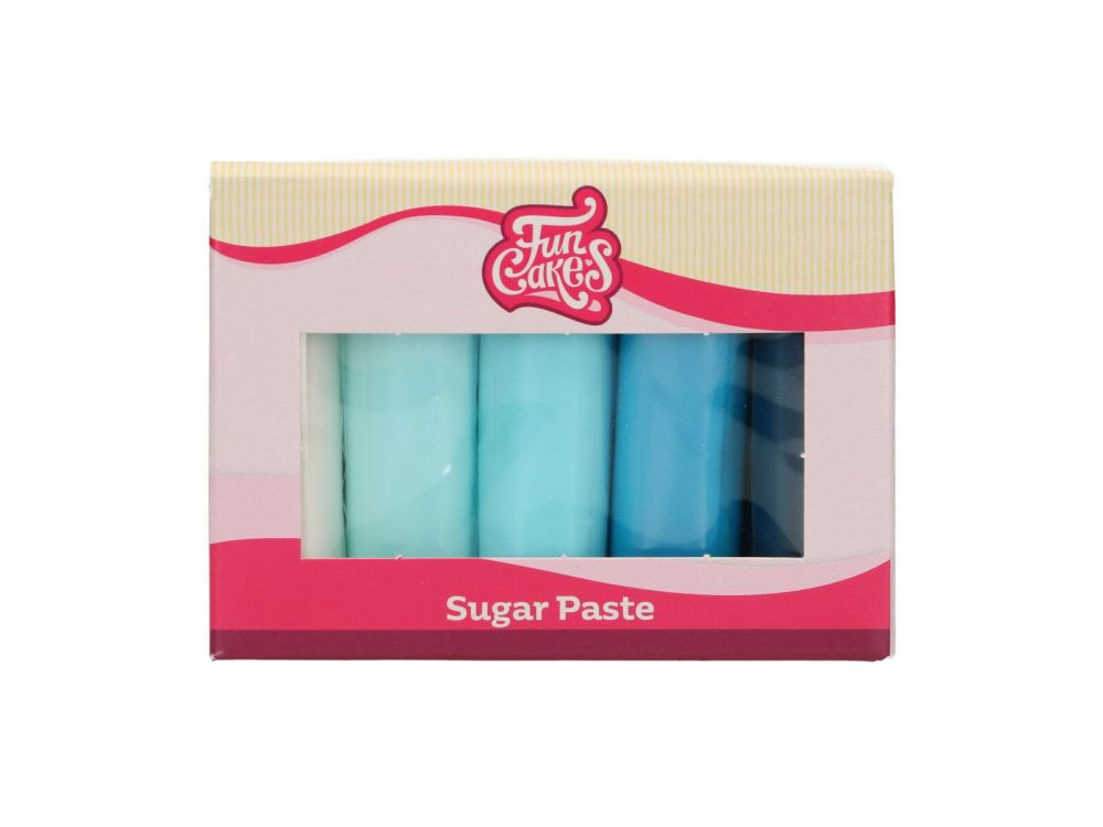 Zestaw mas cukrowych - FunCakes - odcienie niebieskiego, 5 x 100 g