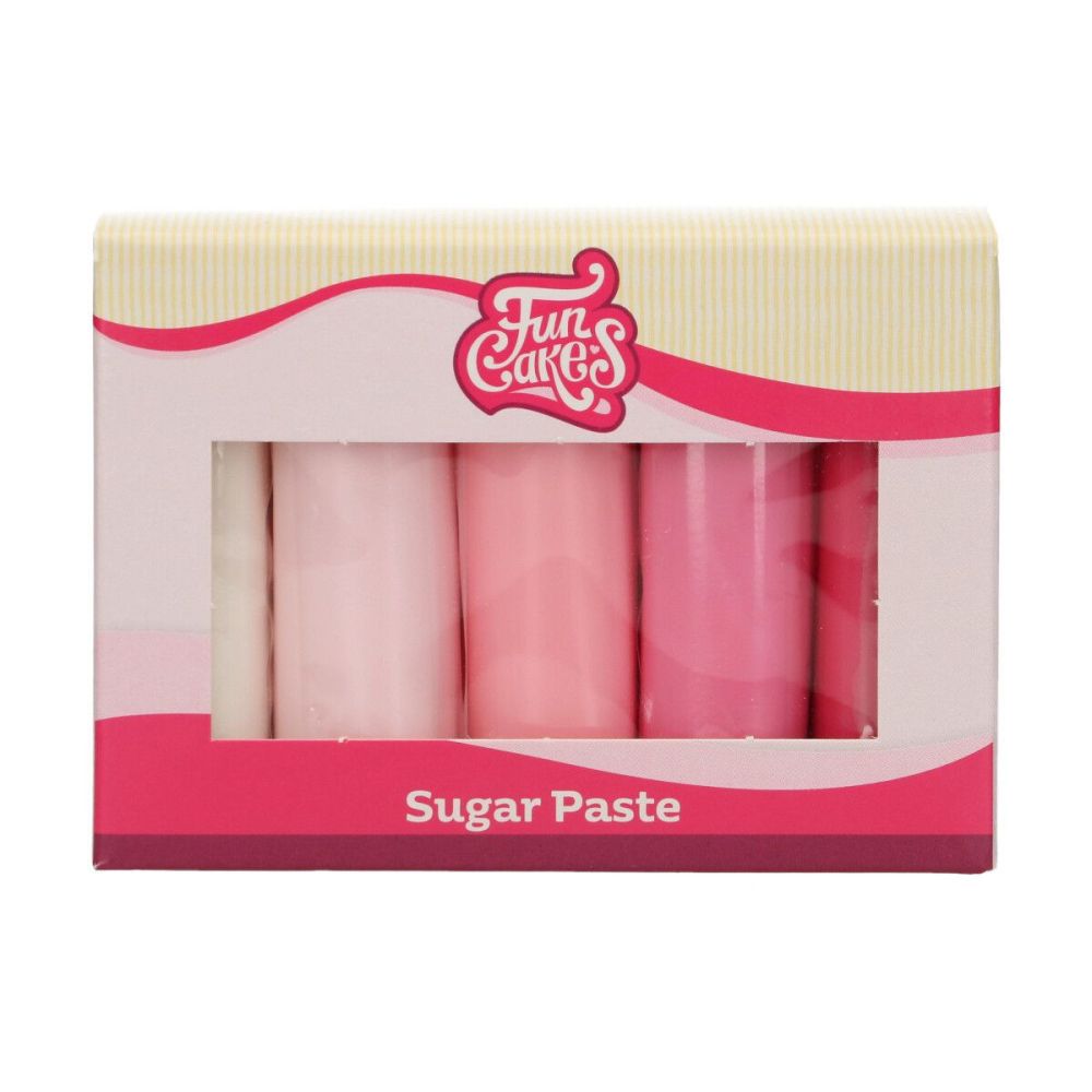 A set of sugar masses - FunCakes - shades of pink, 5 x 100 g
