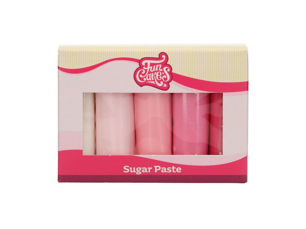 A set of sugar masses - FunCakes - shades of pink, 5 x 100 g