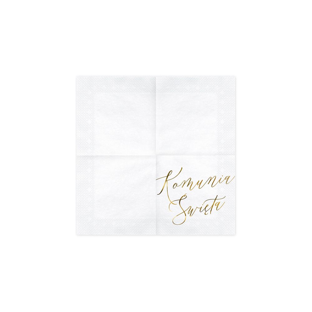 Serwetki papierowe Komunia Święta - PartyDeco - białe, 16,5 cm, 20 szt.