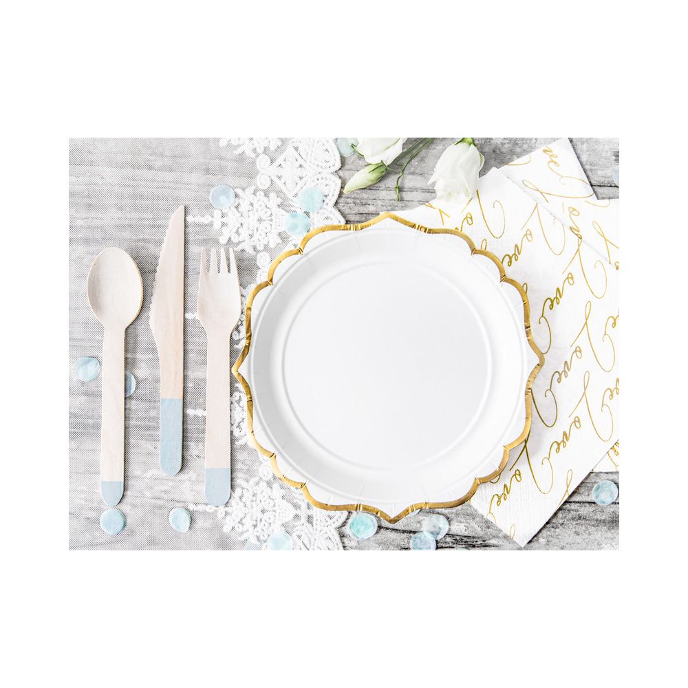 Paper plates - PartyDeco - white, 18,5 cm, 6 pcs.
