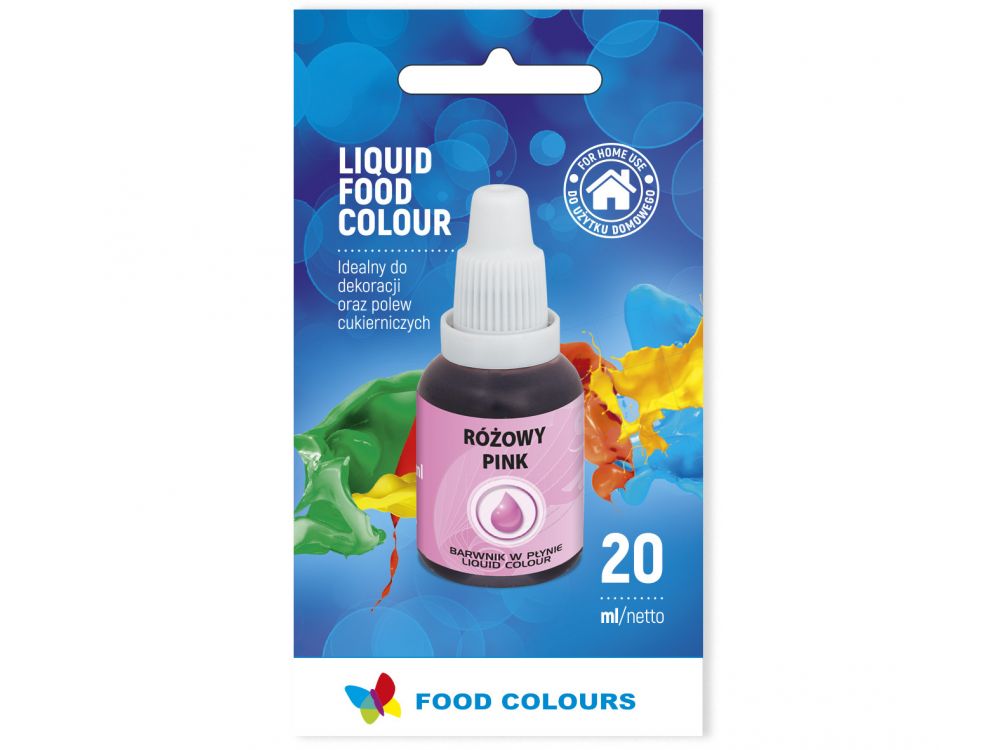 Barwnik spożywczy w płynie - Food Colours - różowy, 20 ml