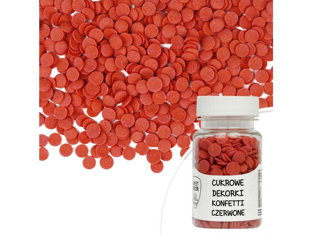 Posypka cukrowa - konfetti, czerwone, 30 g