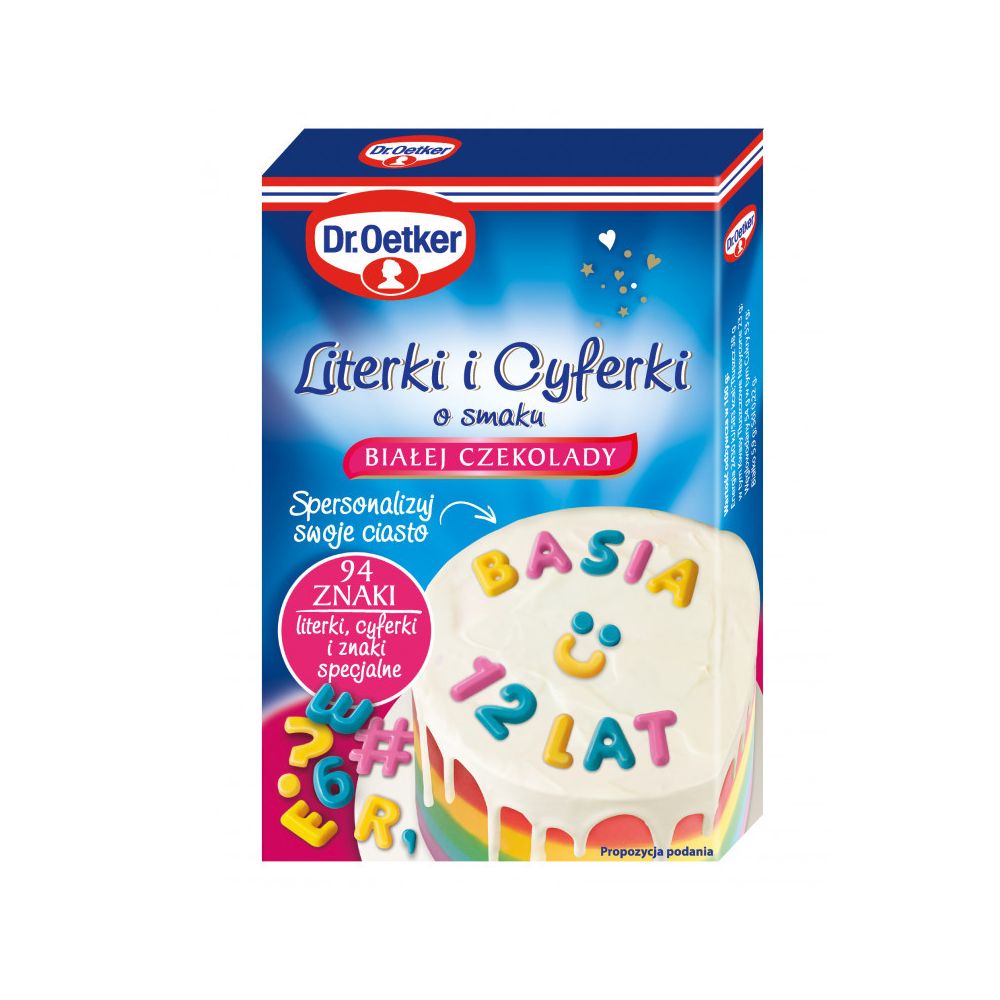 White chocolate flavored letters and numbers - Dr. Oetker - 94 pcs.