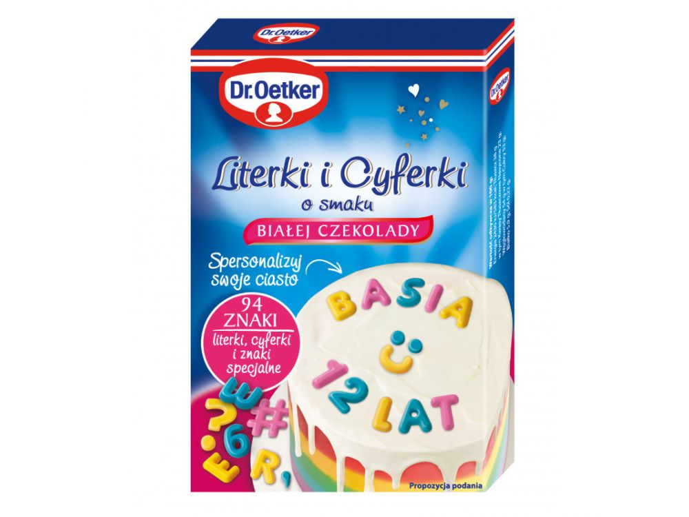 Literki i cyferki o smaku białej czekolady - Dr. Oetker - 94 szt.