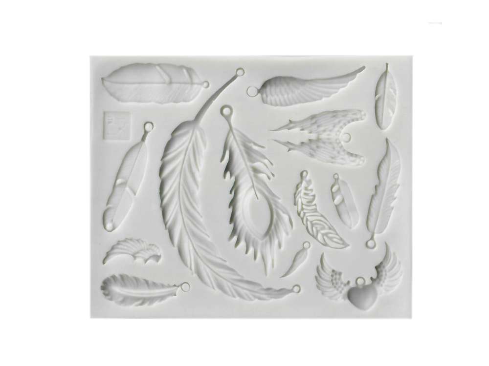 Silicone mold for ornaments - feathers, 14 pcs.