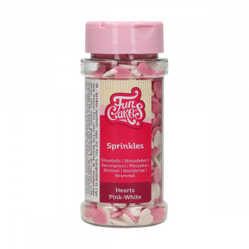 Posypka cukrowa - FunCakes - serduszka, różowo-białe, 60 g