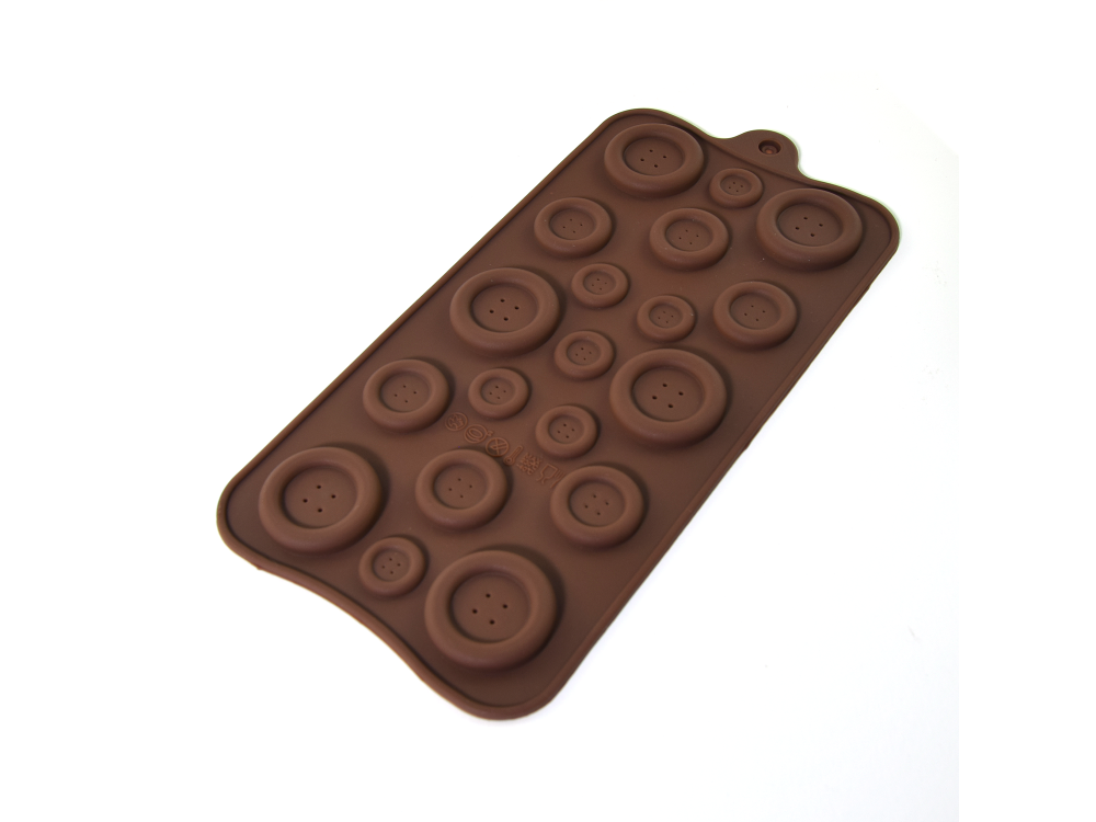 Forma silikonowa do czekoladek - guziki, 19 szt.