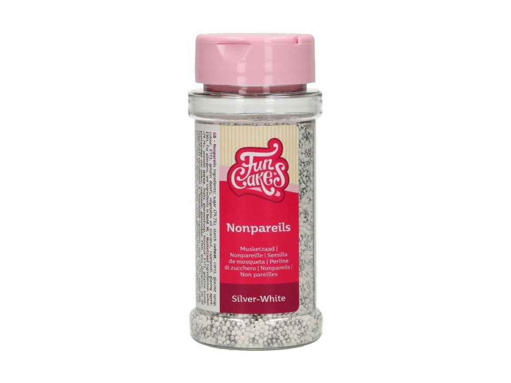 Sugar sprinkles, poppy seeds - FunCakes - silver and white, 80 g