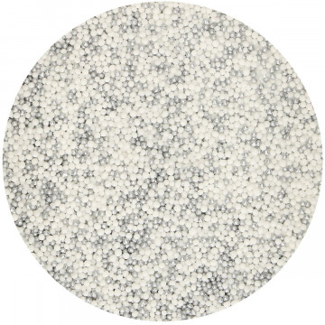 Sugar sprinkles, poppy seeds - FunCakes - silver and white, 80 g