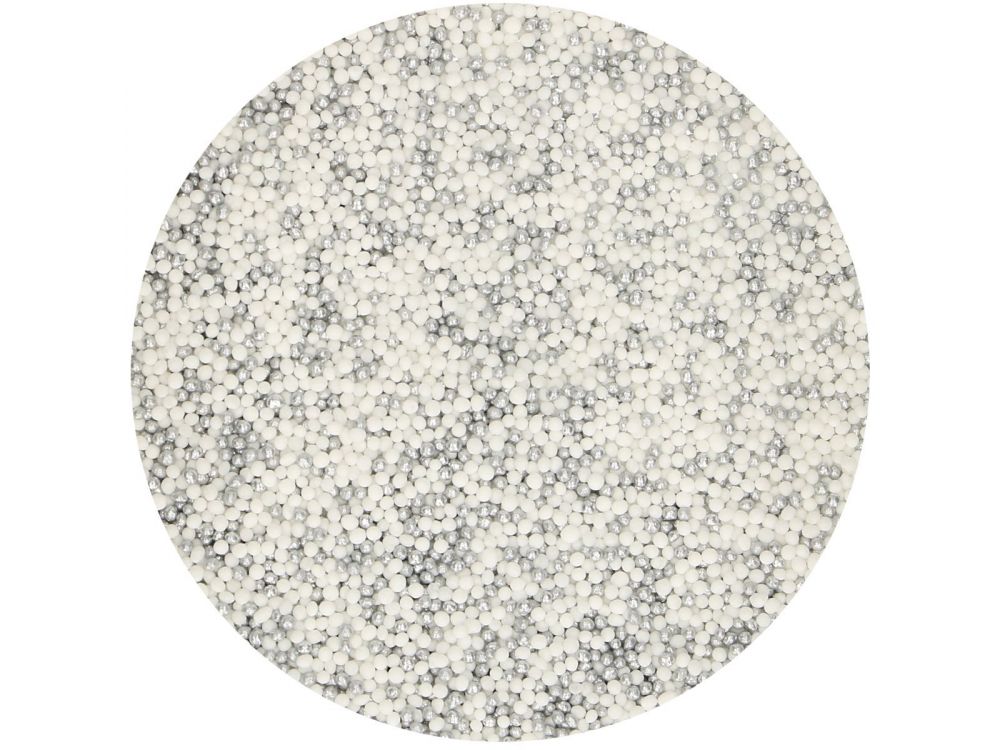Sugar sprinkles, poppy seeds - FunCakes - silver and white, 80 g