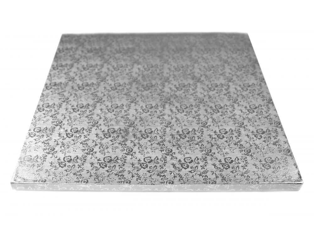 Podkład pod tort kwadratowy - Modecor - srebrny, 35 x 35 cm