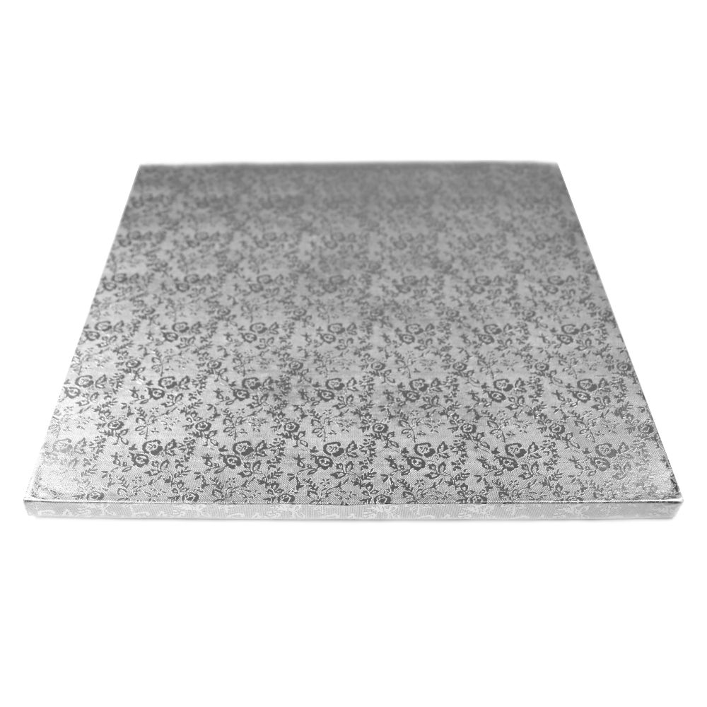 Podkład pod tort kwadratowy - Modecor - srebrny, 30 x 30 cm