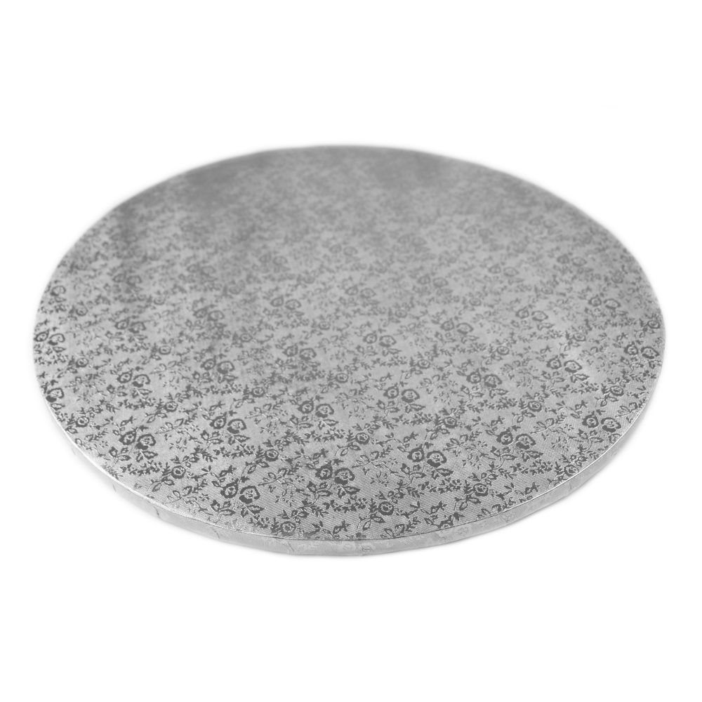 Cake board, round - Modecor - silver, 35 cm